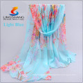 Lingshang newest designs flower print grils scarf gauze shawl magic chiffon pashmina hijab scarf